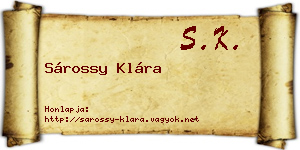 Sárossy Klára névjegykártya